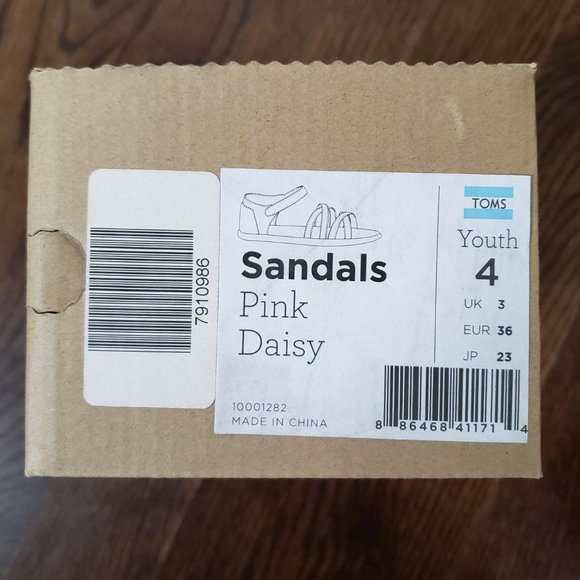 NWT Toms Youth 4 Pink Daisy Sandals - Picture 7 of 10